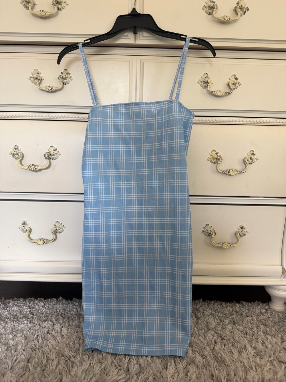 SHEIN Blue Plaid Spaghetti Strap Mini Dress